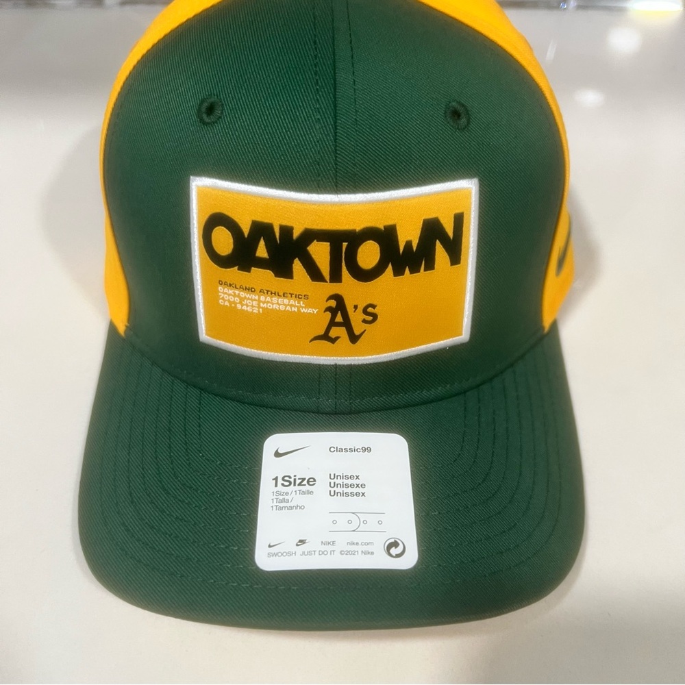 Nike Oakland Athletics Hat Oaktown Green Yellow Classic99 Snapback Adjustable